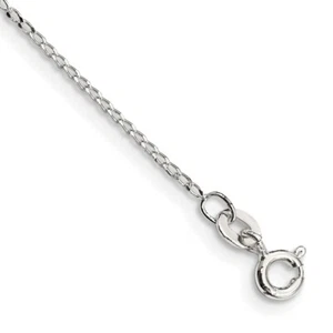 Sterling Silver 1mm Open Elongated Link Curb Chain Anklet Necklace - Picture 1 of 2