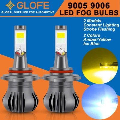 For Dodge Ram 1500/2500/3500 9006 Fog Light LED Bulbs Switchback Strobe 3K + 8k - Image 1 of 4
