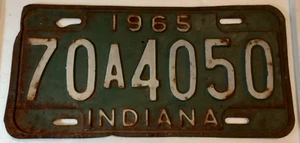 Placa de matrícula de Indiana 1965 Rush County verde blanco hombre decoración de cueva Notre - Imagen 1 de 4