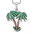 925 Sterling Silver Palm Trees Necklace Beach Charm Tropical Pendant
