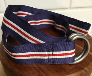 Little Kids Vineyard Vines D-Ring Woven Ribbon Belt Navy Blue Red Stripe Sz SM - Picture 1 of 7