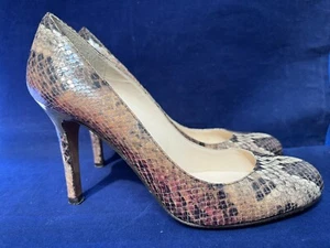 L K BENNETT UK 4 BROWN SNAKESKIN COURT SHOES - Picture 1 of 4