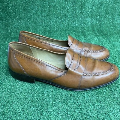 Stafford Hombres Mocasines Zapatos Cuero Marrón Sin Cordones Puntera Almendra Penny Mocasines 8 D Foto 1 de 4