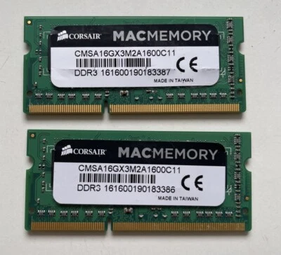 16GB (2x8GB) DDR3 Corsair CMSA16GX3M2A1600C11 Notebook RAM - Bild 1 von 2