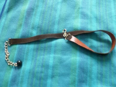 CEINTURE ANCIENNE ORIGINALE DAIM CUIR ET CHAINE TONS MARRON TBE - Photo 1/3