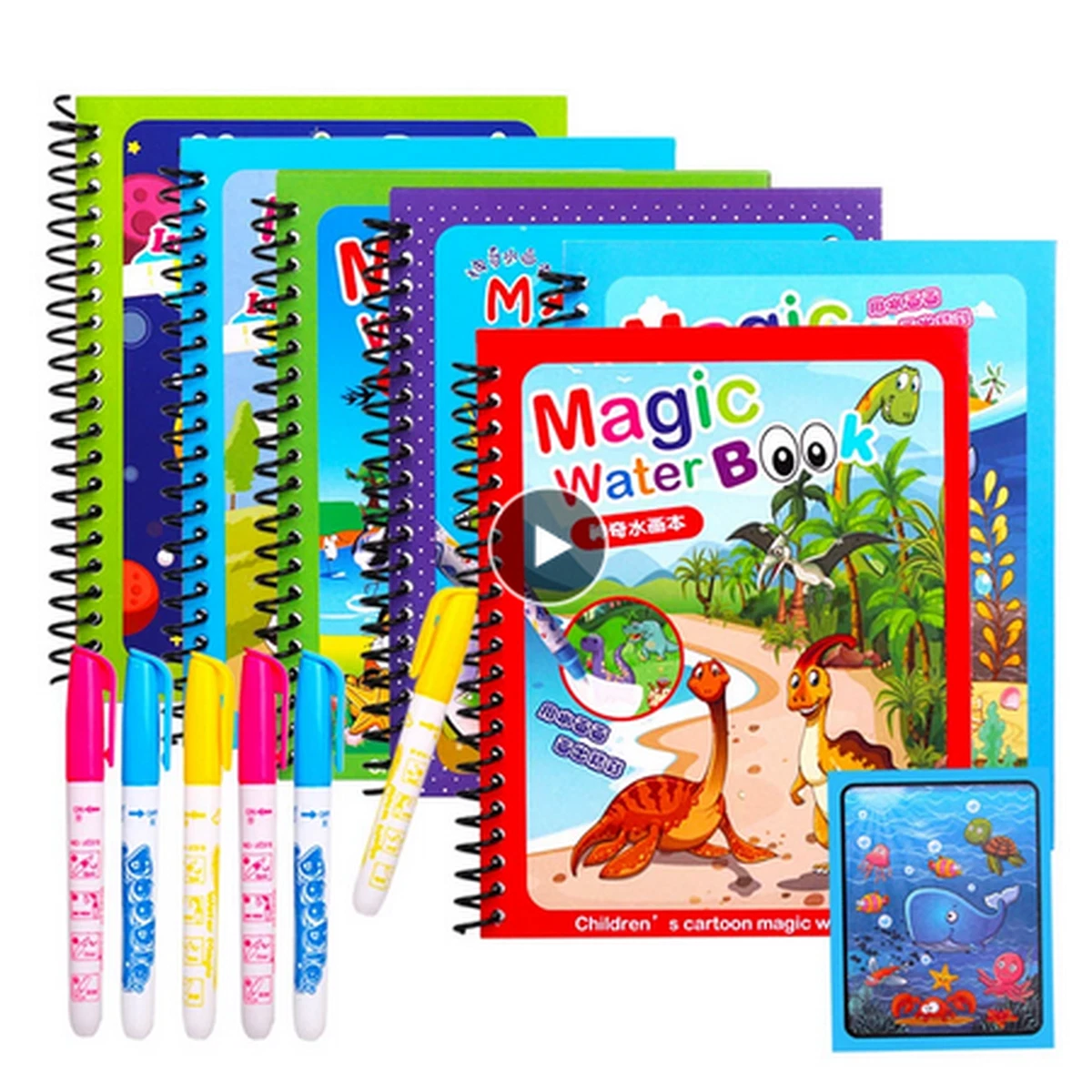 Wasser-Doodle Ersatzstifte Set – 9-teilig Mit Pinsel, Stiften & Schablonen Für Aqua-Malbücher
