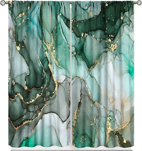 Marble Curtains Abstract Green Jade Gold Bedroom Decor Luxury Blackout Window Dr - Picture 1 of 7