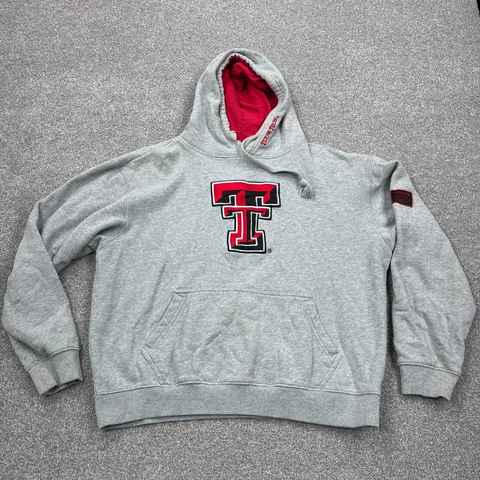 Texas Tech Red Raiders Hoodie Men XL Gray Red Pullover Hooded Sweater Adult Cover