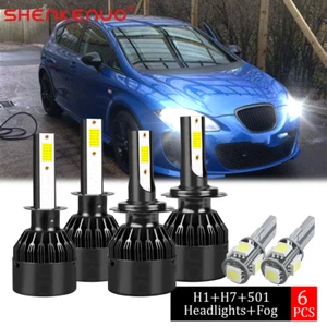 For Seat Leon MK2 2005-2012 6X 6000K COB Car LED Headlight +side Light Bulbs Set - Picture 1 of 10