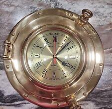Ships Time Quartz Wall Clock & Mirror Port Hole Brass Lacquered Brass Forever 