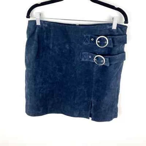 BLANKNYC Suede Navy Skirt Double Buckle Size 30 - Picture 1 of 4