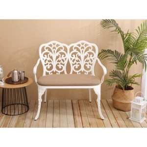 Patio Garden Bench Metal Park Bench Cast Aluminum Outdoor Furniture with Floral - Picture 1 of 10