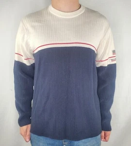 Vintage Polo Jeans Co. Ralph Lauren weiß/marine/rot Colorblock Pullover Large - Bild 1 von 7