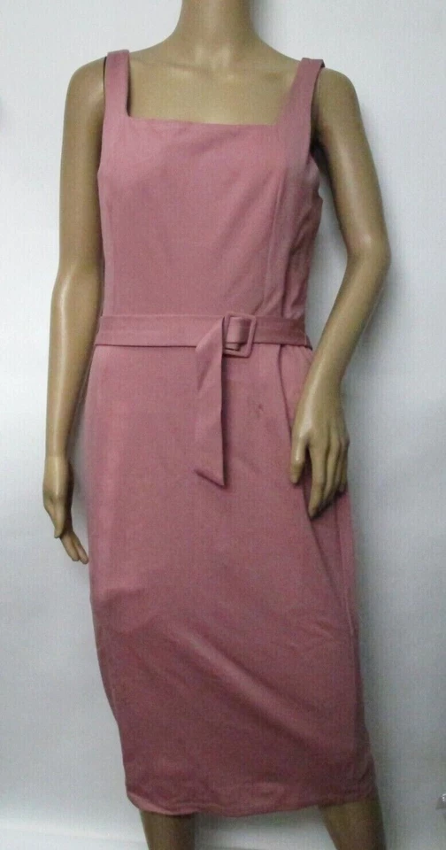 Vestido midi The Vanity Room sin mangas cuello cuadrado con cinturón talla M~L Foto 1 de 1