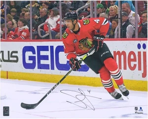 Seth Jones Chicago Blackhawks Signed 16x20 Red Jersey Skating Photograph - Picture 1 of 1
