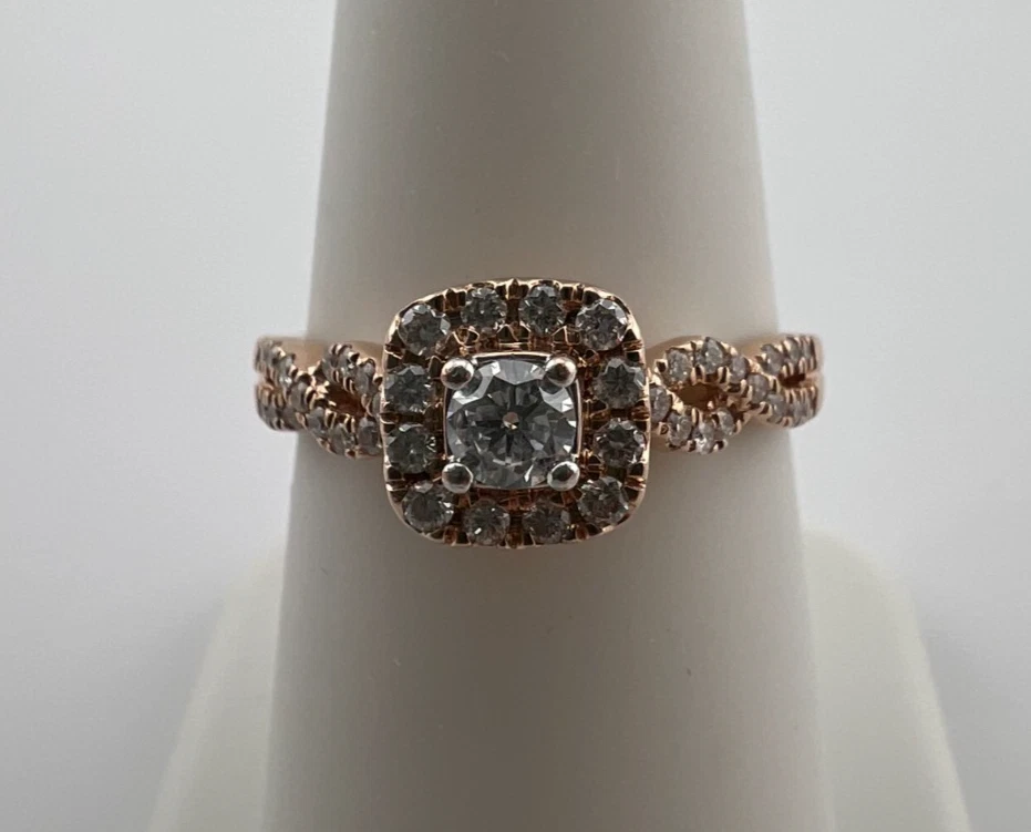 14K Rose-Gold Diamond Halo Ring - Image 1 of 3