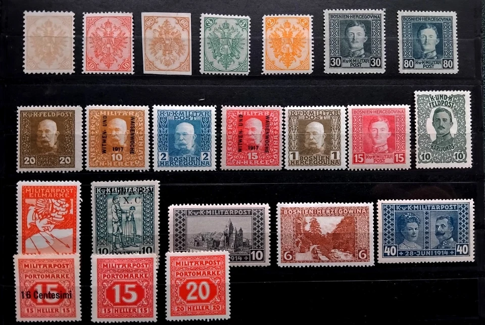 BOSNIA & HERZEGOVINA, AUSTRIAN RULE 1900-1918 HIGH VALUE LOT OF STAMPS - Изображение 1 из 4