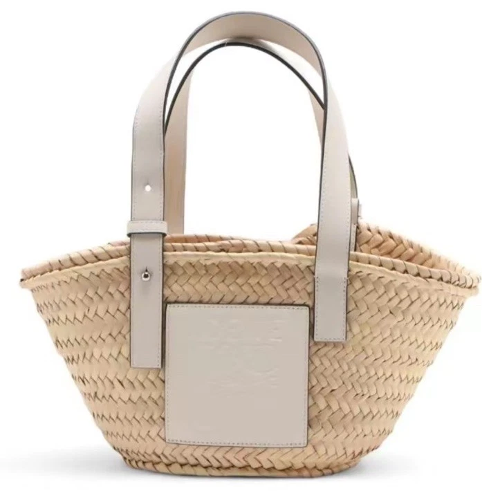 平日値下げ【LOEWE】BASKET SMALL BAG Small Basket bag in palm leaf and calfskin Beige - LOEWE