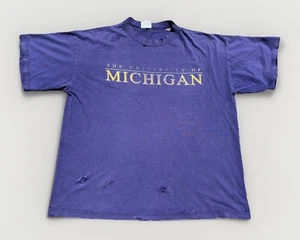 90 Vintage Thrashed Boxy Univ. Michigan Tee.Ausrüstung für Sport.XL - Bild 1 von 10