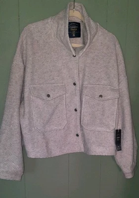 Новый с Ярлыками Cavalini укороченный с подкладкой слоновой кости куртка размер 2 X-Snap кнопка вверх-2 кармана зима- - Изображение 1 из 4