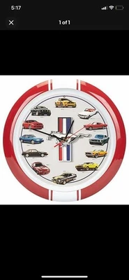 History of Ford Mustang Wall Sound Clock, 13", Red - Image 1 of 2