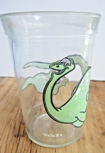 Vintage Welch's Jelly Jar Glass Dinosaur Brontosaurus Green Cup 1980s - Picture 1 of 7