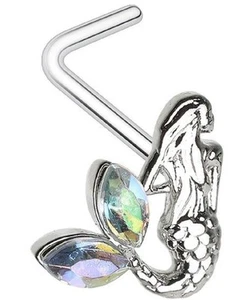 Nose Stud Mermaid Under the Sea L bend Rings 20g 1/4'' bar - Picture 1 of 1