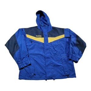 VTG Columbia Sportswear Jacket Men's Large Mountain Parka 90's Blue Yellow Rain - Picture 1 of 11