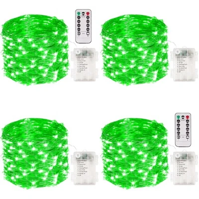 4 Pack 100 LED Green Fairy Lights - Waterproof Remote Control Twinkle Lights - Image 1 of 4