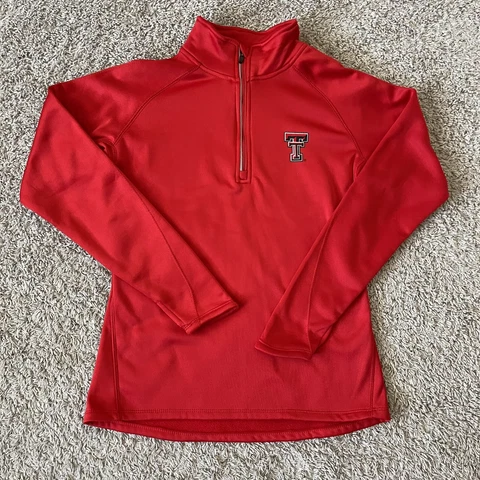 Texas Tech University 1/4 Zip Pullover Womens Size Medium 7/9 Red Long Sleeve Cover