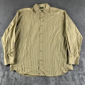 Vintage Lowrider Size XXL 2XL Button Up Shirt Brown Striped Long Sleeve Mens - Picture 1 of 11