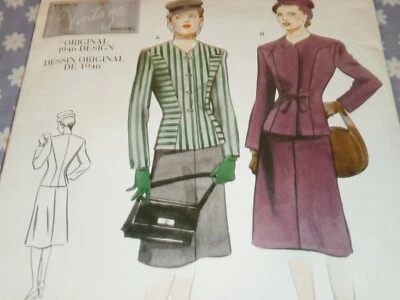 VOGUE 2199 MISSES RETRO 46' ESTILO DE COLECCIÓN FALDA Y CHAQUETA TRAJE PATRÓN - SIN CORTAR-16/38 Foto 1 de 4