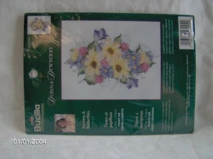 BUCILLA PLAID COUNTED CROSS STITCH KIT FLOWERS & BUTTERFLIES 14ct 5x7" Dewberry - Picture 1 of 4