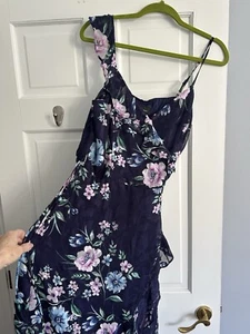 BCX Navy Floral Ruffled Long Sundress  - Picture 1 of 7