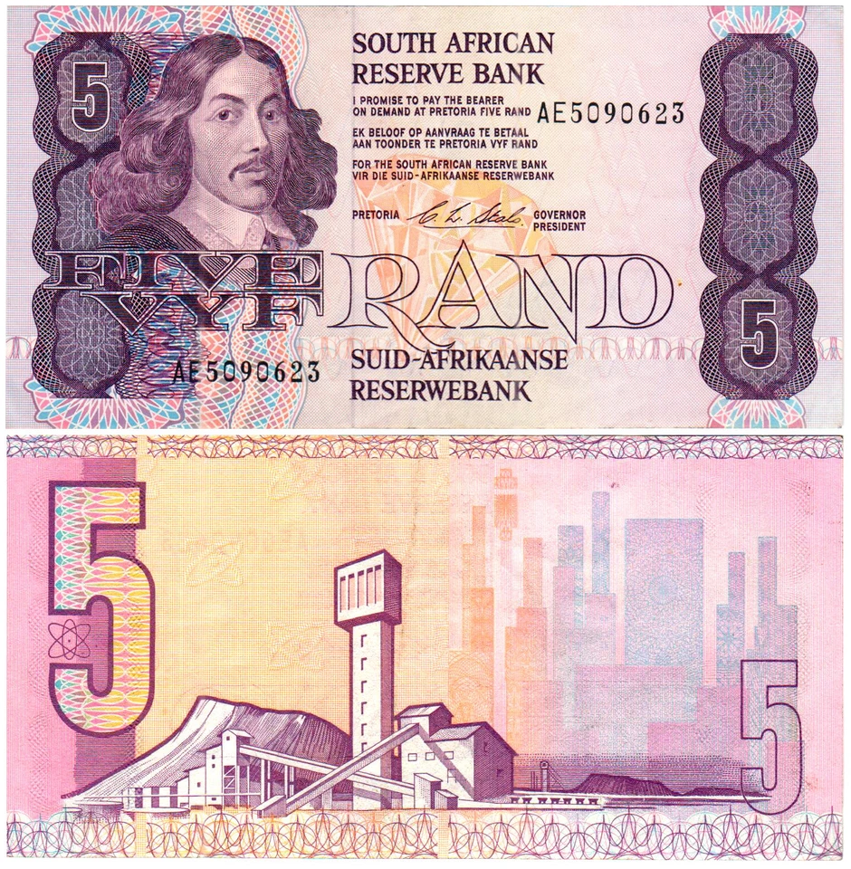 South Africa 5 Rand P#119e (1978-94) Suid-Afrikaanse Reserwebank VF+ - Image 1 of 1