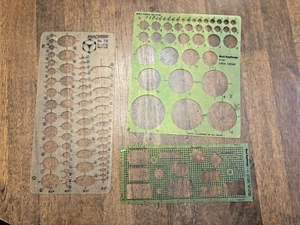 3 Vintage Berol RapiDesign Vorlagen Ellipse Master 78 große Kreise und Flussdiagramm - Bild 1 von 5