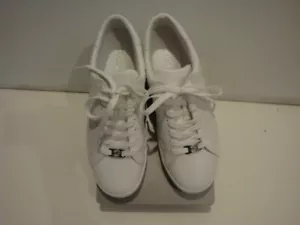 New Michael Kors Colby Logo Embossed Leather Sneak White US Size 7 - Picture 1 of 6