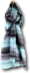 Large Scarf for Women Lightweight Soft Sheer Striped Silk Scarf Gray - Picture 1 of 2