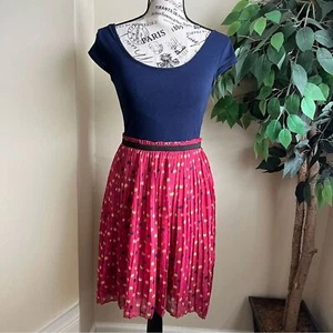 Xhilaration Polka Dot Pleated Dress Blue Pink Sz S - Picture 1 of 16