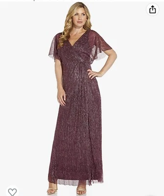 Adrianna Papell Metallic Blousin Mauve Dress Size 8 Formal Wedding Mardi Gras - Image 1 of 4