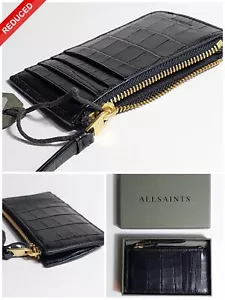 ALLSAINTS LITTLE MARLBOROUGH CARTERA/CARTERA/CARTERA DE CUERO CON ESTAMPADO DE COCODRILO NEGRO PRECIO DE VENTA SUGERIDO POR EL FABRICANTE 69 £ - Imagen 1 de 11