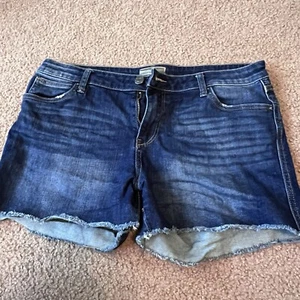 KUT from the Cloth Gidget Fray Womens Denim Shorts Pockets Stretch Blue Size 12 - Picture 1 of 6