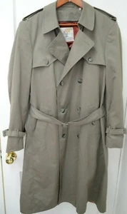 London Club Double Breasted Beige Trench Coat w/Zip Out Lining & Belt 42L Men - Picture 1 of 12