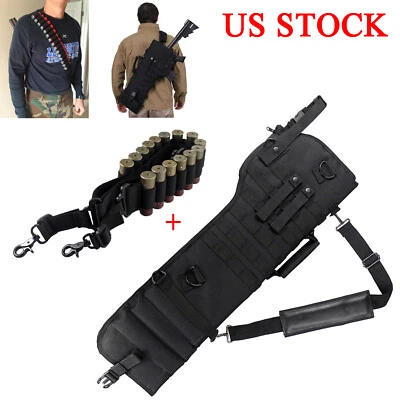 Tactical Molle Pouch Rifle Shotgun Scabbard Bag with 15 Rounds Shotgun Gun Sling - Image 1 of 4