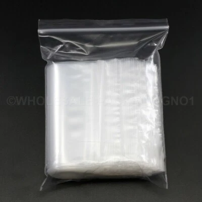 GRIP SEAL BAGS ZIP LOCK PLAIN CLEAR RESEALABLE POLY BAGS FOOD SAFE REUSABLE - Image 1 of 4