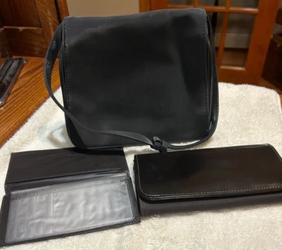Black Vintage Avon Purse With Adjustable Strap, Non Avon Wallet & Checkbook - Image 1 of 4