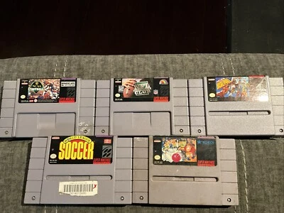 Super Nintendo Lot Untested NCAA Football & B-ball, Bowling, Soccer, NFL Club - Image 1 of 4