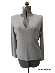Charter Club Womens L 2-Ply 100% Cashmere V Neck Knit Pullover Sweater Gray - Picture 1 of 8