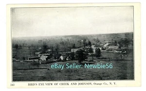 Johnson NY - BIRDS EYE VIEW OF CREEK & HAMLET - Postcard Orange County - Picture 1 of 2
