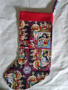 Christmas Stocking, New Wonder Woman Print Handmade Christmas Stocking - Picture 1 of 6